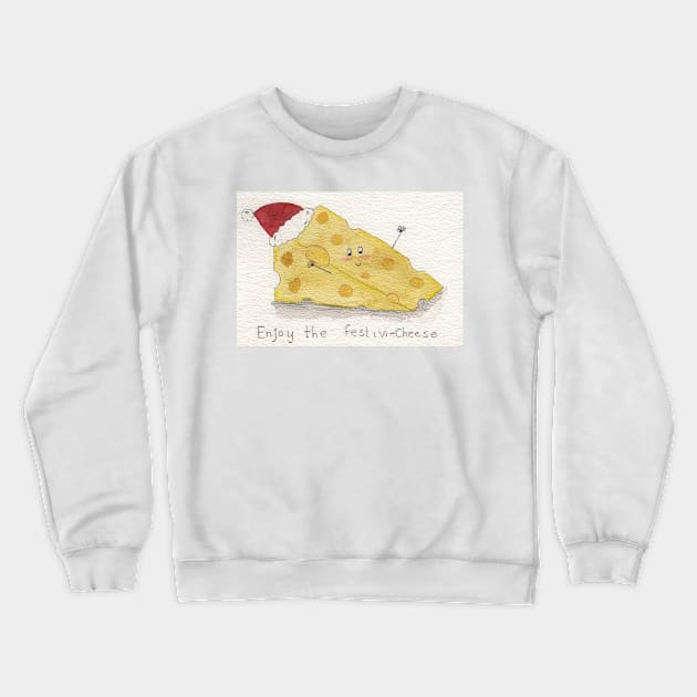 Festivi-cheese punny Christmas painting Crewneck Sweatshirt by Charlotsart